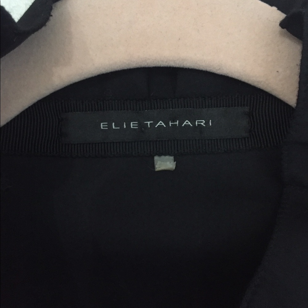 Ellie Tahari Black Ruffle Collar Dress Size 4 - Picture 5 of 7